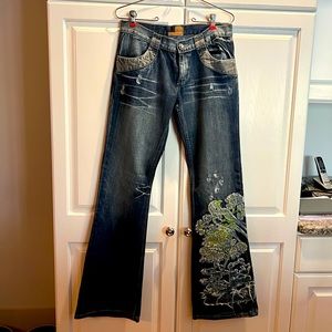 Custo Barcelona Flare Jeans Unique + Sparkly, likely a size 6